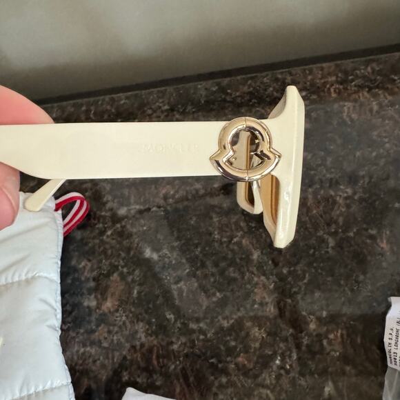 NEW Moncler ML0244 Promenade Sunglasses Solid Ivory Gold Logo Honey Lenses case - Picture 6 of 12